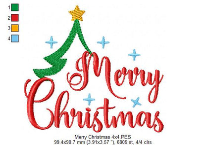 Merry Christmas - Fill Stitch - Machine Embroidery Design