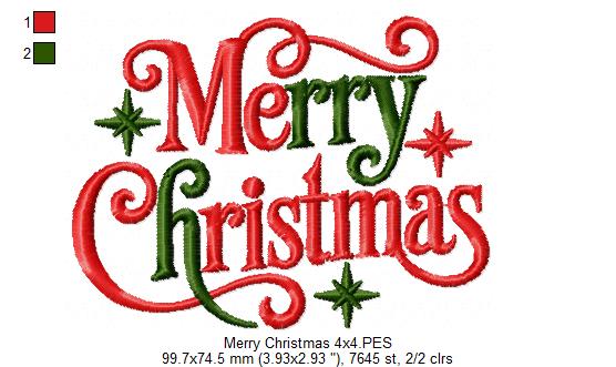 Sweet Merry Christmas Swirls – Satin Stitch – Machine Embroidery Design