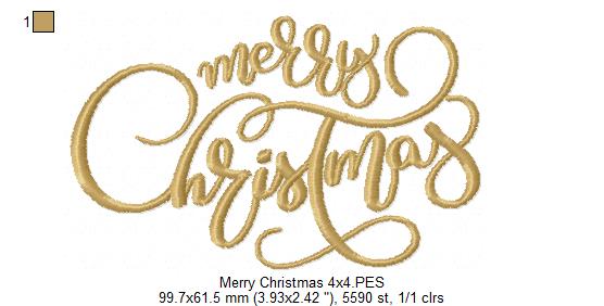 Merry Christmas - Fill Stitch - Machine Embroidery Design