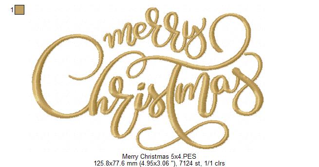 Merry Christmas - Fill Stitch - Machine Embroidery Design