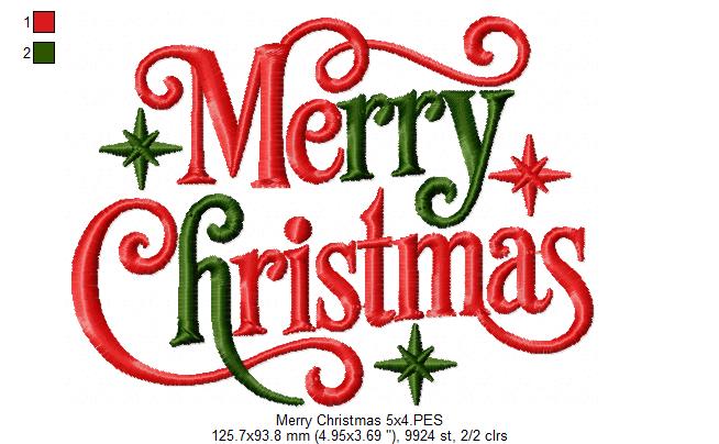 Sweet Merry Christmas Swirls – Satin Stitch – Machine Embroidery Design