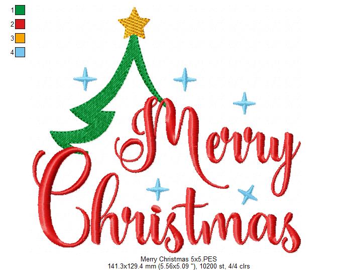 Merry Christmas - Fill Stitch - Machine Embroidery Design