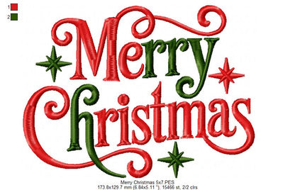 Sweet Merry Christmas Swirls – Satin Stitch – Machine Embroidery Design