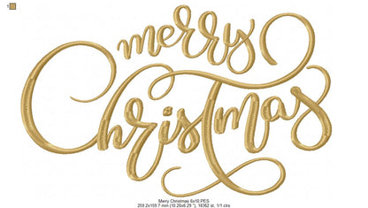 Merry Christmas - Fill Stitch - Machine Embroidery Design