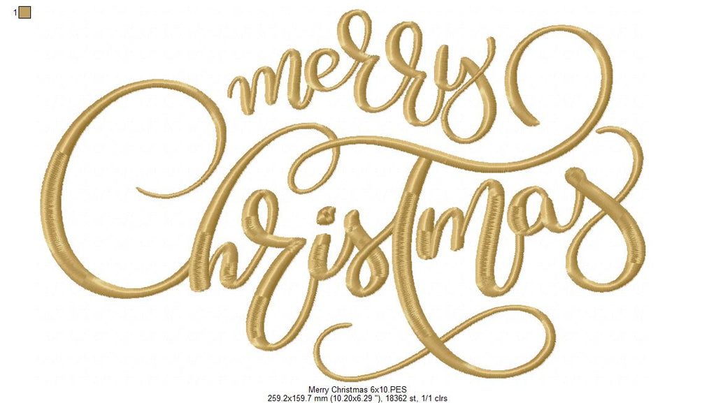 Merry Christmas - Fill Stitch - Machine Embroidery Design