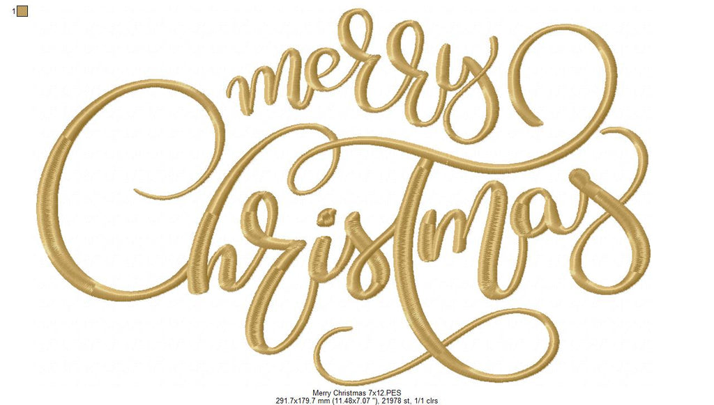 Merry Christmas - Fill Stitch - Machine Embroidery Design