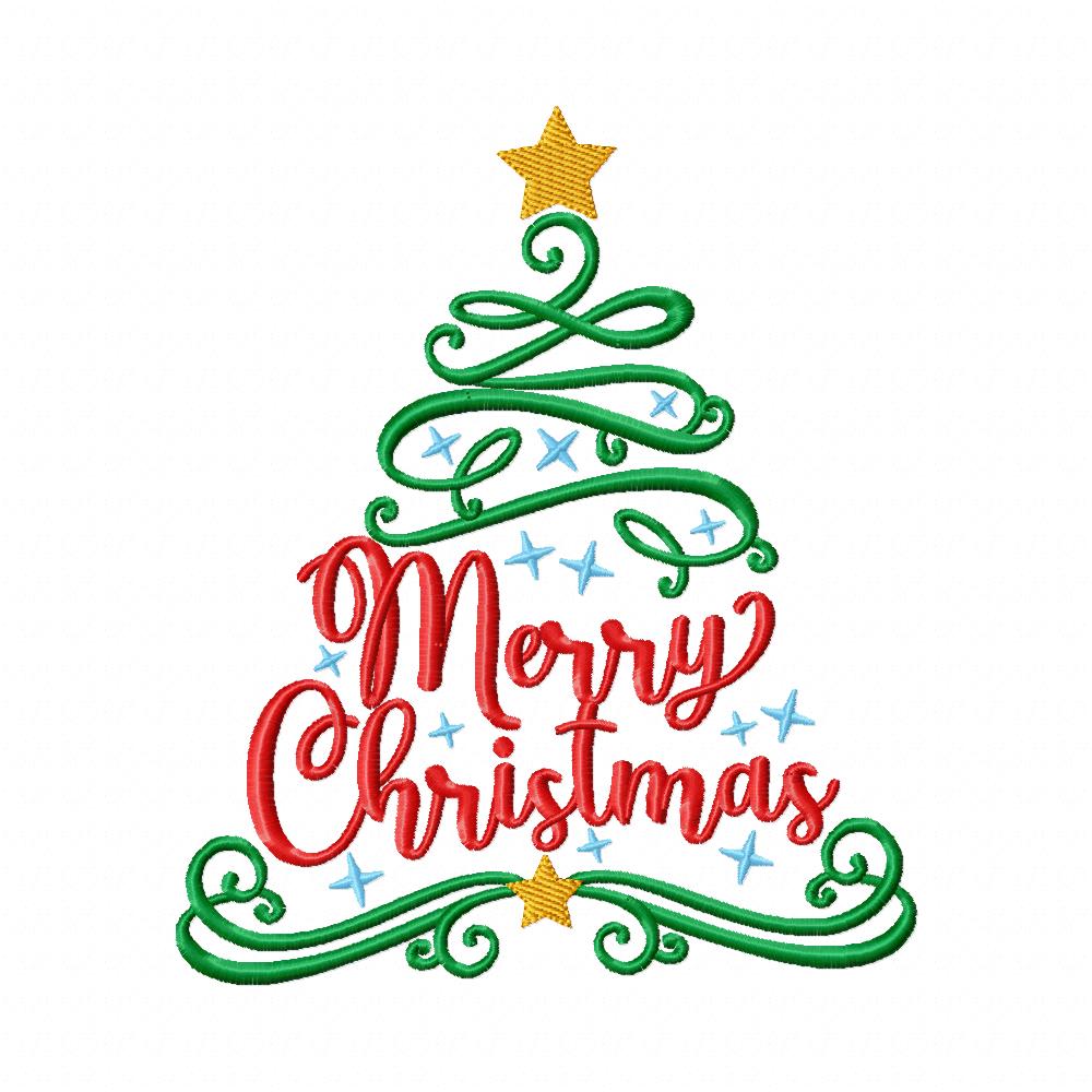 Merry Christmas Tree - Fill Stitch - Machine Embroidery Design