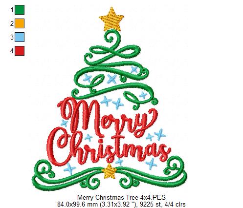 Merry Christmas Tree - Fill Stitch - Machine Embroidery Design