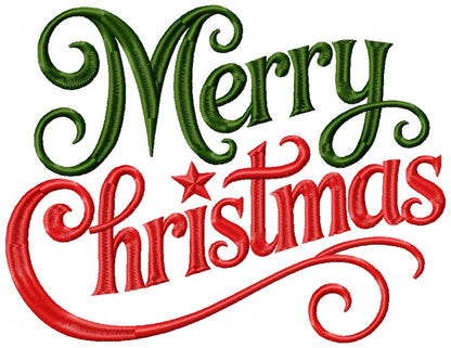 Holiday Merry Christmas Lettering Set – Satin Stitch – Machine Embroidery Design