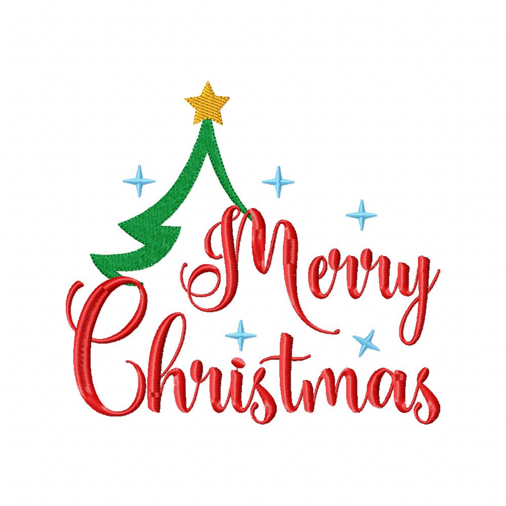 Merry Christmas - Fill Stitch - Machine Embroidery Design