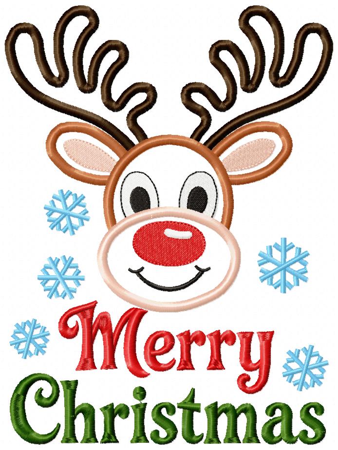 Merry Christmas Reindeer Cutie – Applique – Machine Embroidery Design