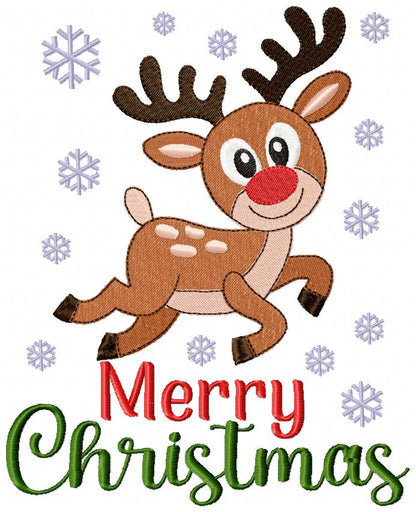 Merry Reindeer Snowfall – Fill Stitch – Machine Embroidery Design