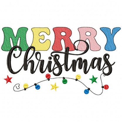 Merry Christmas - Rippled Stitch - Machine Embroidery Design