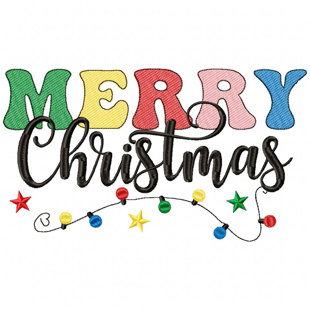 Merry Christmas - Rippled Stitch - Machine Embroidery Design