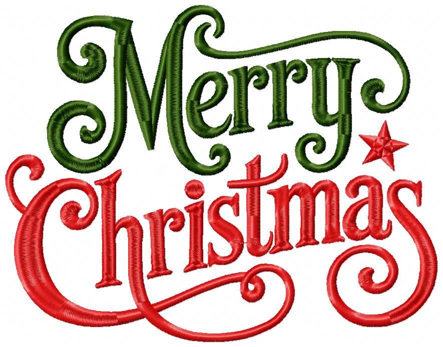 Holiday Merry Christmas Lettering Set – Satin Stitch – Machine Embroidery Design