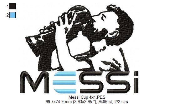 Messi with the Cup - Fill Stitch - Machine Embroidery Design