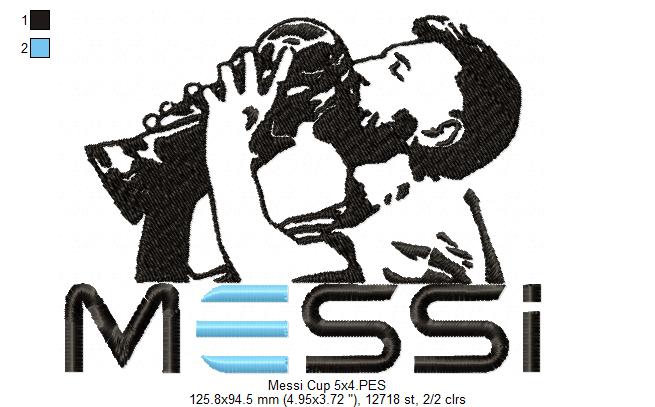 Messi with the Cup - Fill Stitch - Machine Embroidery Design