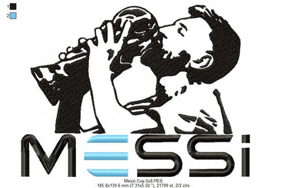 Messi with the Cup - Fill Stitch - Machine Embroidery Design