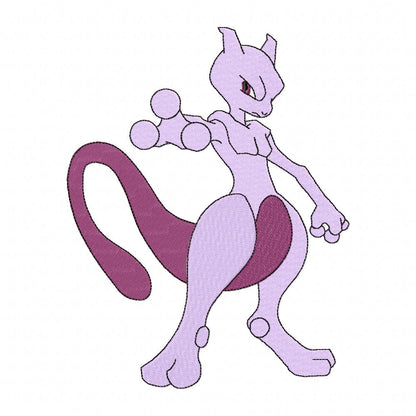 Pokemon Mewtwo - Fill Stitch - Machine Embroidery Design