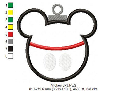 Mouse, Dog and Duck Christmas Ornaments - Set of 4 Designs - Applique Embroidery