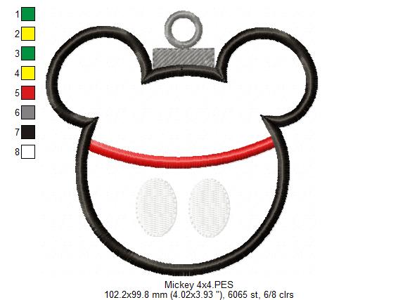 Mouse, Dog and Duck Christmas Ornaments - Set of 4 Designs - Applique Embroidery