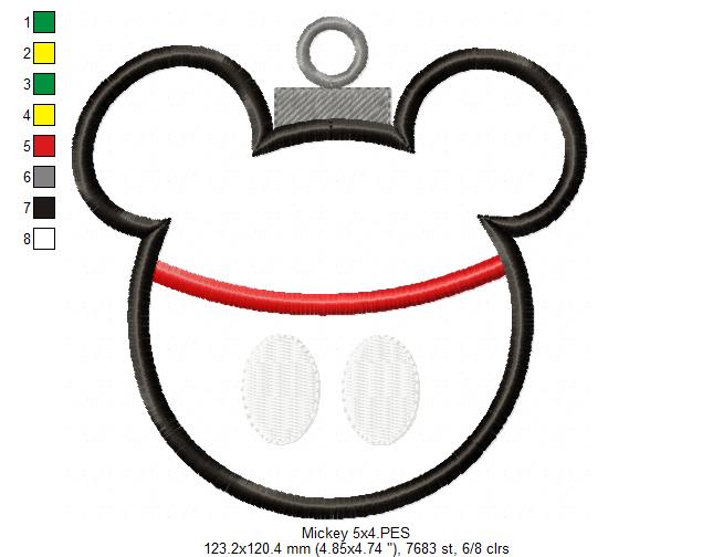 Mouse, Dog and Duck Christmas Ornaments - Set of 4 Designs - Applique Embroidery