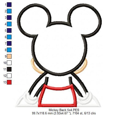 Mickey Mouse Back - Applique - Machine Embroidery Design