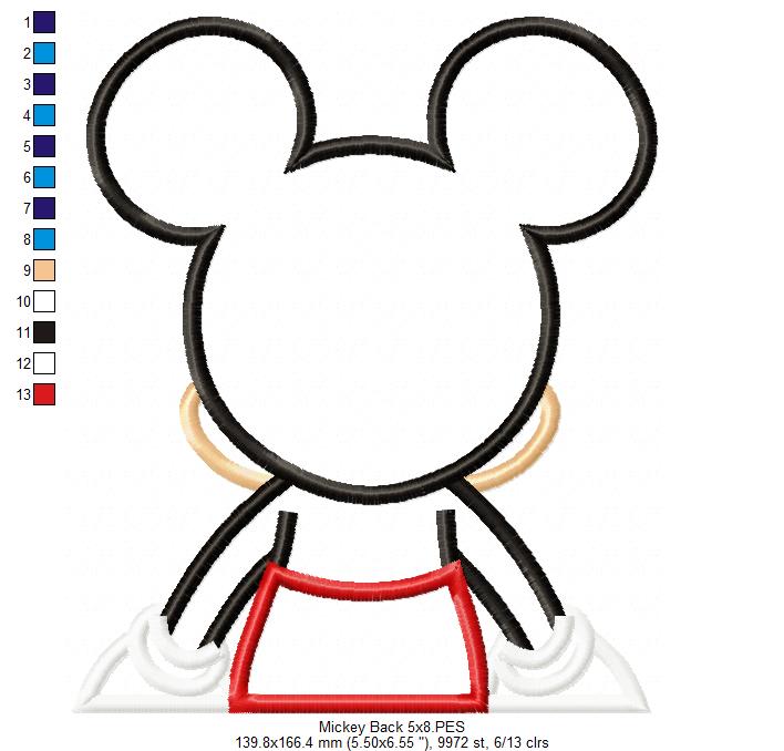 Mickey Mouse Back - Applique - Machine Embroidery Design