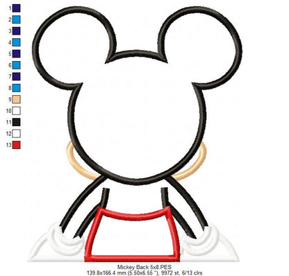 Mickey Mouse Back - Applique - Machine Embroidery Design
