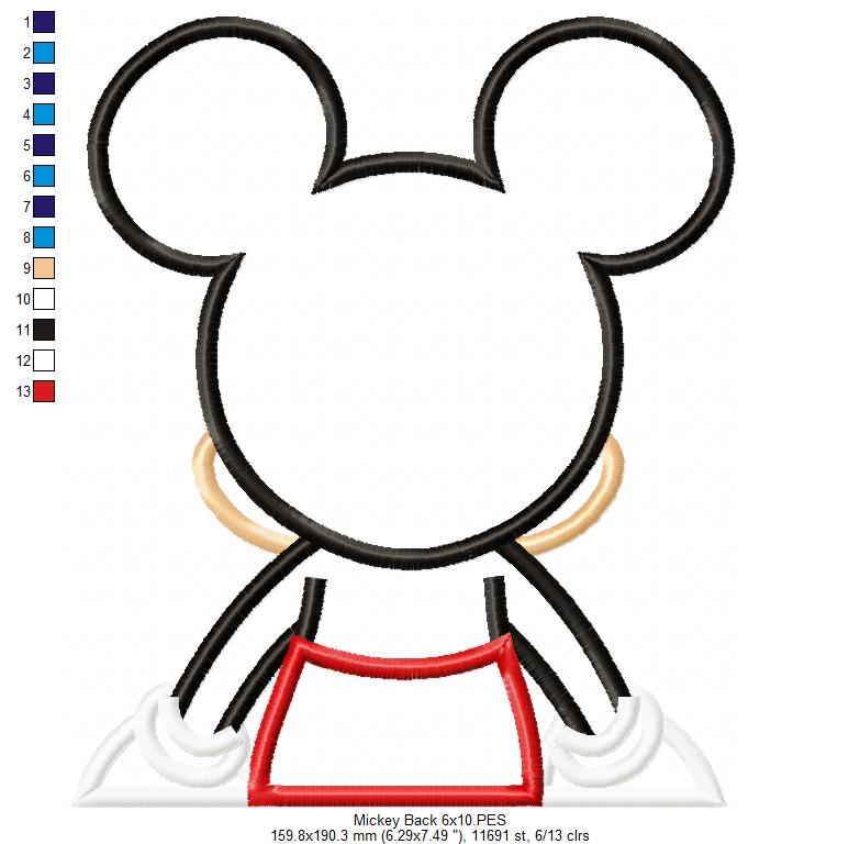 Mickey Mouse Back - Applique - Machine Embroidery Design