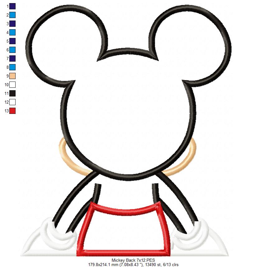 Mickey Mouse Back - Applique - Machine Embroidery Design