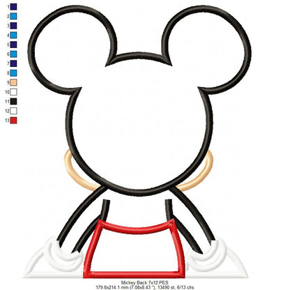 Mickey Mouse Back - Applique - Machine Embroidery Design