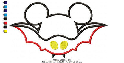 Mouse Ears Boy Bat - Applique Embroidery