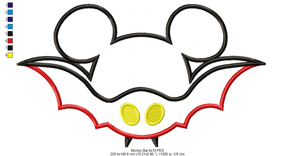 Mouse Ears Boy Bat - Applique Embroidery
