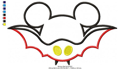Mouse Ears Boy Bat - Applique Embroidery