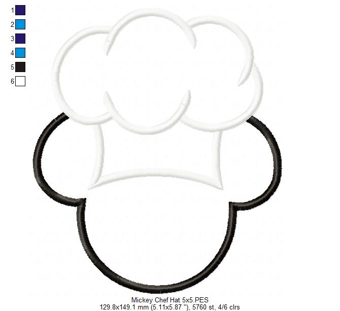 Mouse Ears Boy and Girl kitchen Chef Hat - Set of 2 Designs - Applique Embroidery