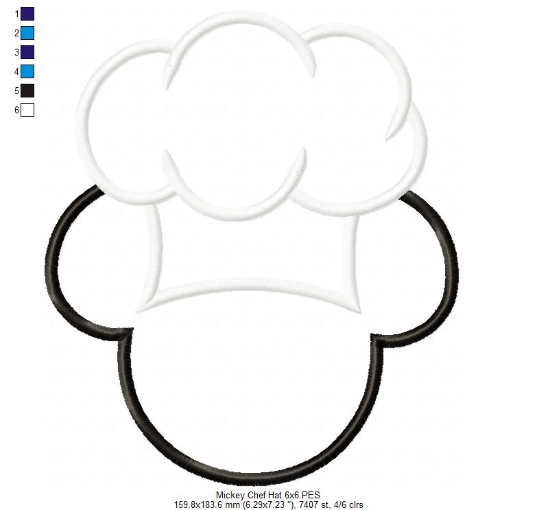 Mouse Ears Boy and Girl kitchen Chef Hat - Set of 2 Designs - Applique Embroidery