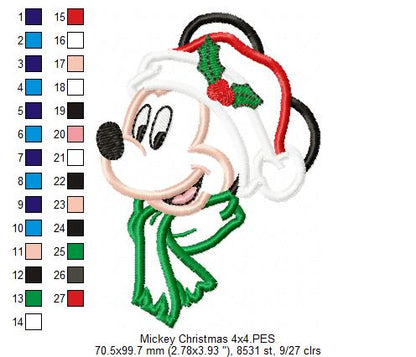 Christmas Mouse Ears Boy - Applique - Machine Embroidery Design