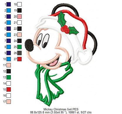 Christmas Mouse Ears Boy - Applique - Machine Embroidery Design
