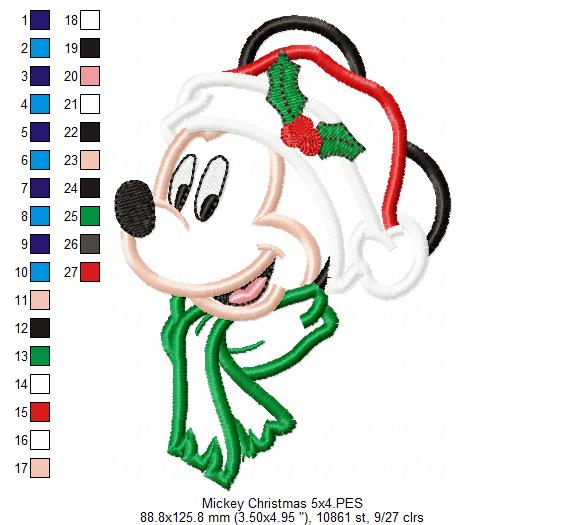 Christmas Mouse Ears Boy - Applique - Machine Embroidery Design