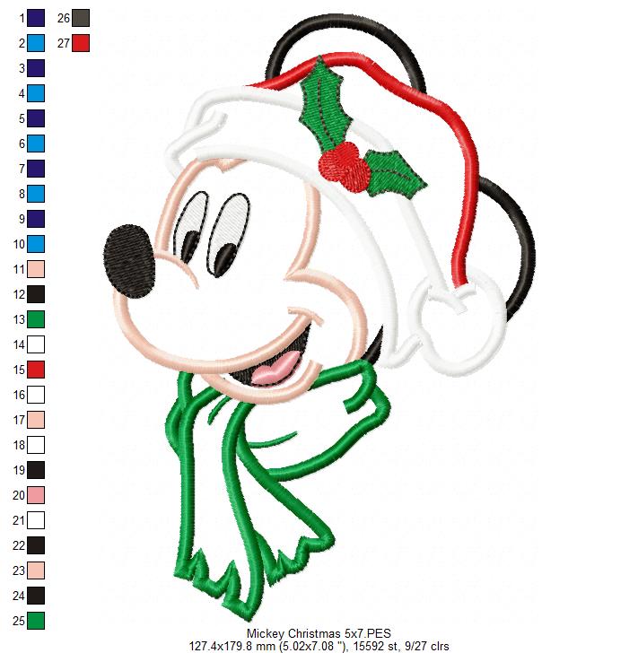 Christmas Mouse Ears Boy - Applique - Machine Embroidery Design