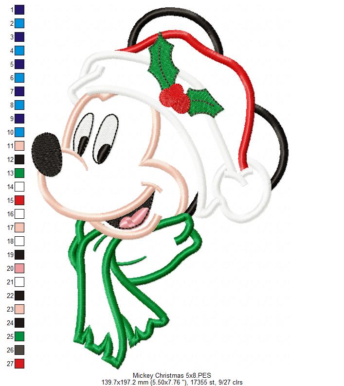 Christmas Mouse Ears Boy - Applique - Machine Embroidery Design