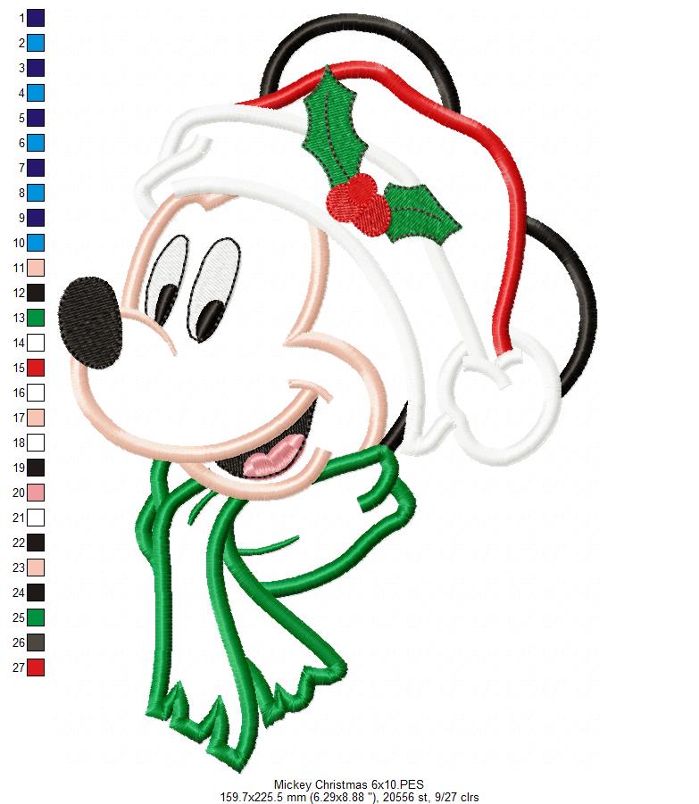 Christmas Mouse Ears Boy - Applique - Machine Embroidery Design