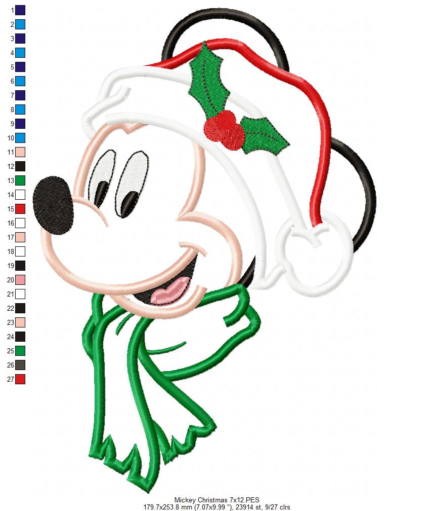 Christmas Mouse Ears Boy - Applique - Machine Embroidery Design