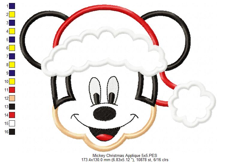 Mouse Ears Boy and Girl Christmas - Set of 2 Designs - Applique Machine Embroidery Design