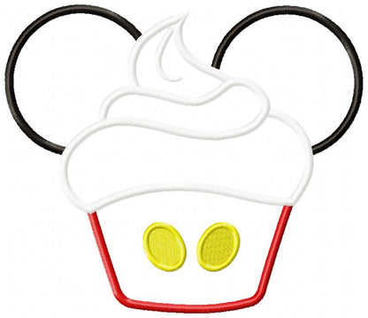 Mouse Ears Boy Cupcake - Applique Machine Embroidery Design