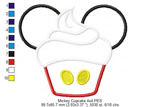 Mouse Ears Boy Cupcake - Applique Machine Embroidery Design