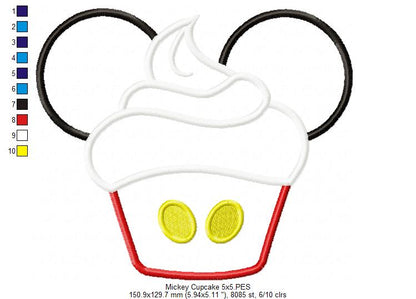 Mouse Ears Boy Cupcake - Applique Machine Embroidery Design