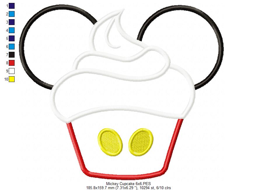 Mouse Ears Boy Cupcake - Applique Machine Embroidery Design