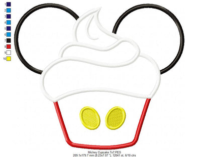 Mouse Ears Boy Cupcake - Applique Machine Embroidery Design